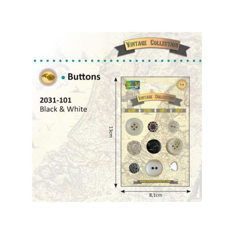 Vintage buttons blancos y negros - Vintage collection.