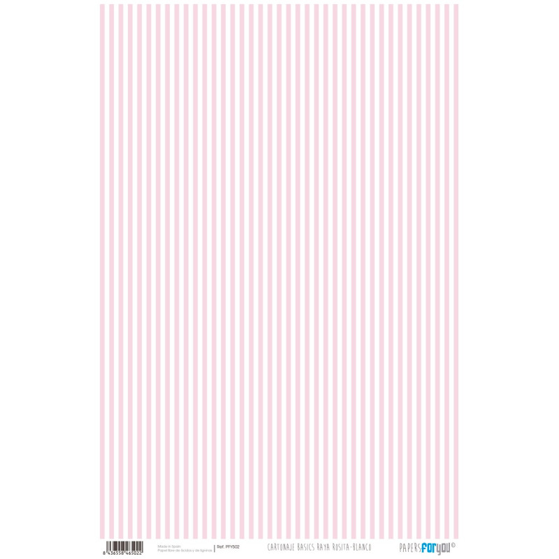 Papel Cartonaje Raya fina rosa bebe 32 x 48.3 cm. Papers For You