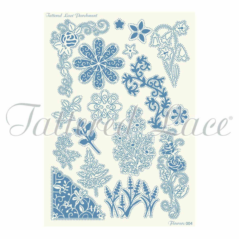 Plantilla para Pergamano Flowers - Tattered Lace
