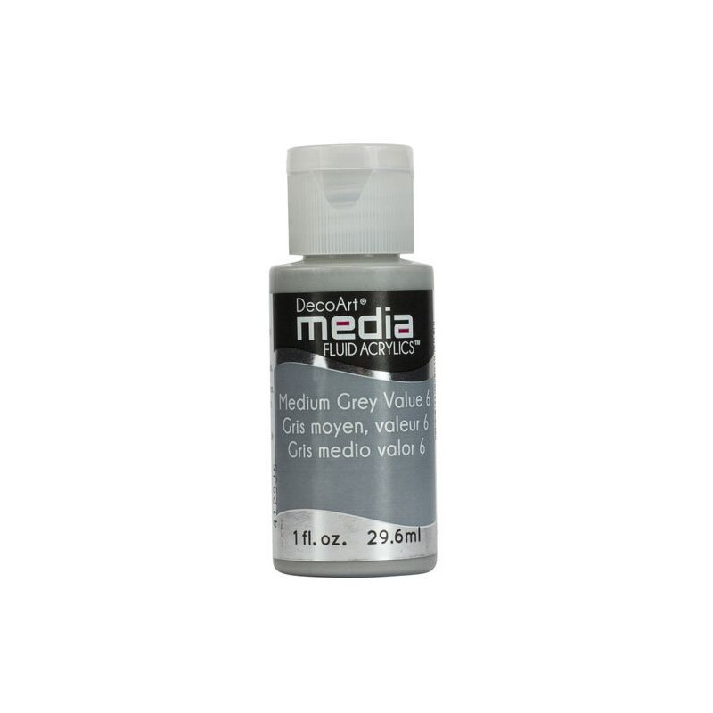 Decoart Media Fluid Acrylic Paint - Medium Grey Value 6