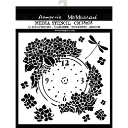 Stencil Stamperia Mix Media Art 18 x 18 cm. - Clock, Hortensia