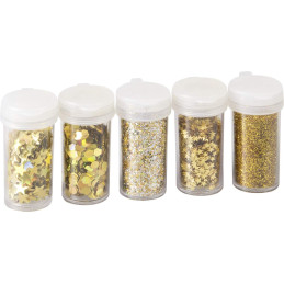 5 Tubos de Glitter Mix color oro
