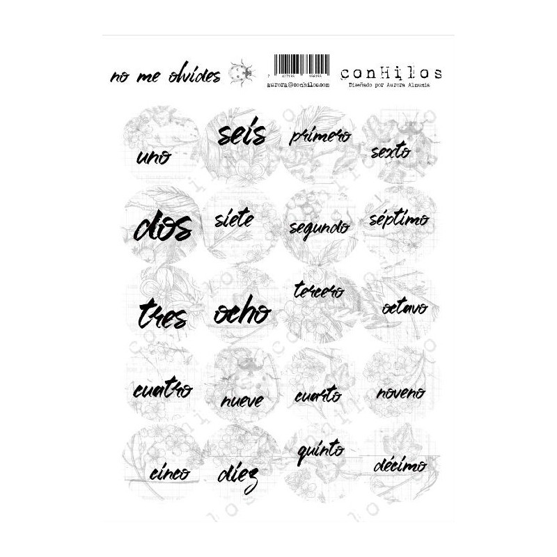 Stickers Transparentes A5 "No Me Olvides" Números - Con Hilos