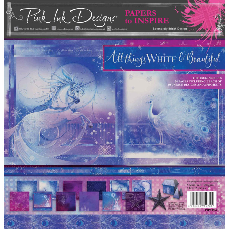 Kit de Papeles 30 x 30 Pink Ink Designs All Things White & Beautiful