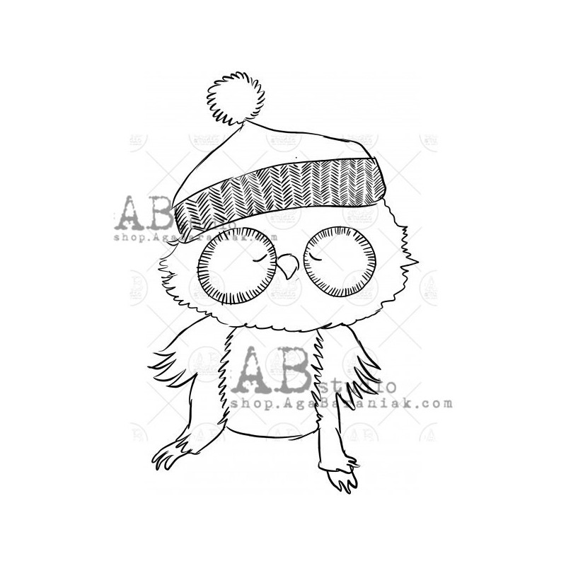 Sello de caucho ID-837 "winter owl" - ABstudio