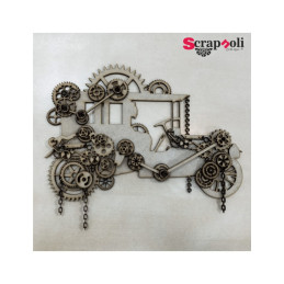 Silueta Coche Steampunk 22 x 18,5 cm - Scrapnoli