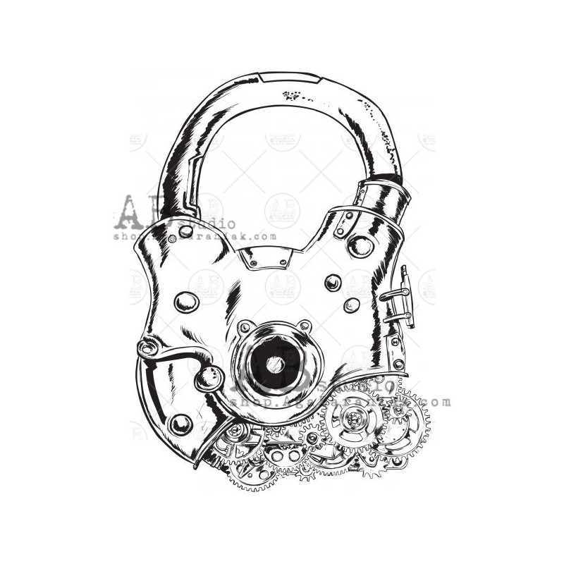 Sello de caucho ID-889 "vintage padlock" - ABstudio