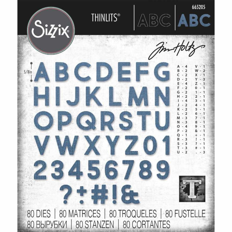 Kit de 80 Troqueles Thinlits Alphanumeric bold by Tim Holtz