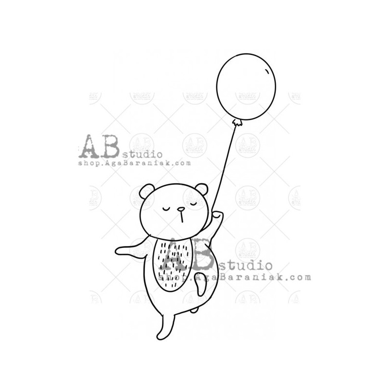 Sello de caucho ID-1109_A "bear with balloon" - ABstudio