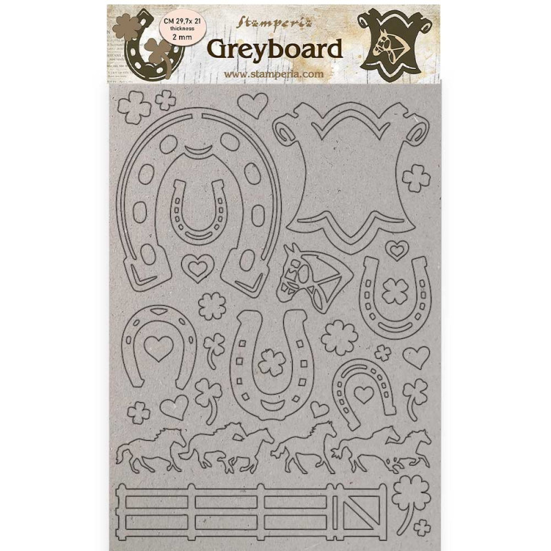 A4 Greyboard 2 mm. Romantic Horses horseshoes - Stamperia