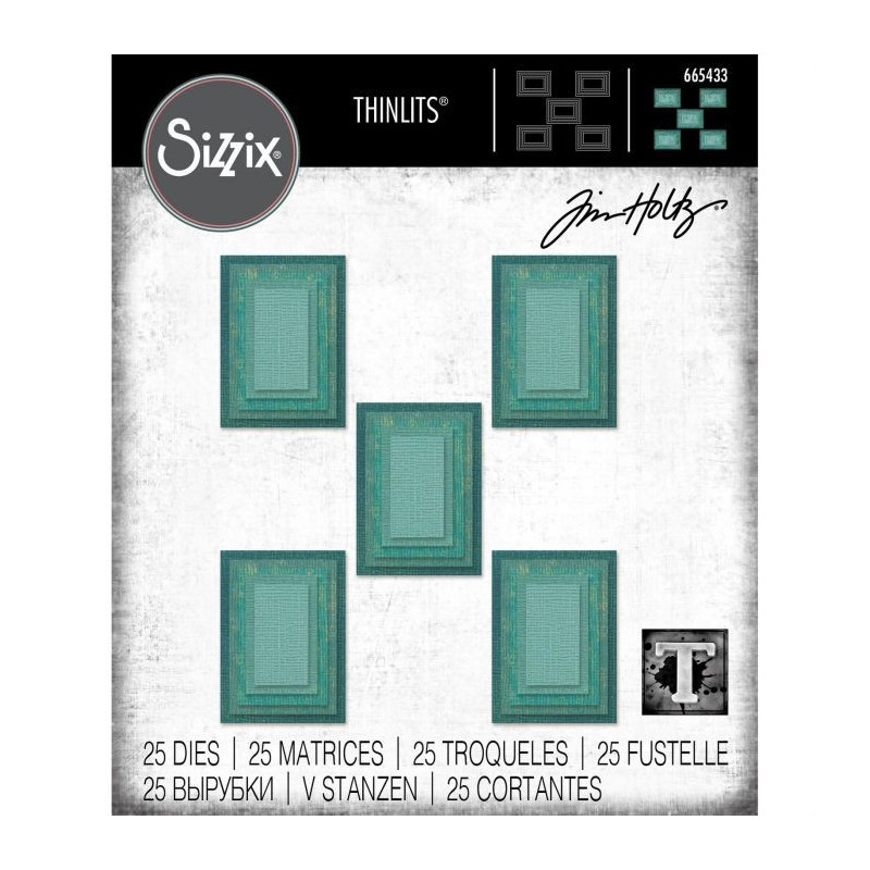 Set 25 troqueles Sizzix THINLITS Stacked tiles Rectangles by Tim Holtz