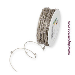 Lazo cuerda con perlas nacaradas 1 metro – Color Plata