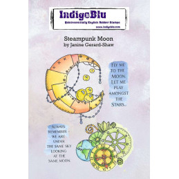 Kit de sellos de caucho Steampunk Moon - IndigoBlu