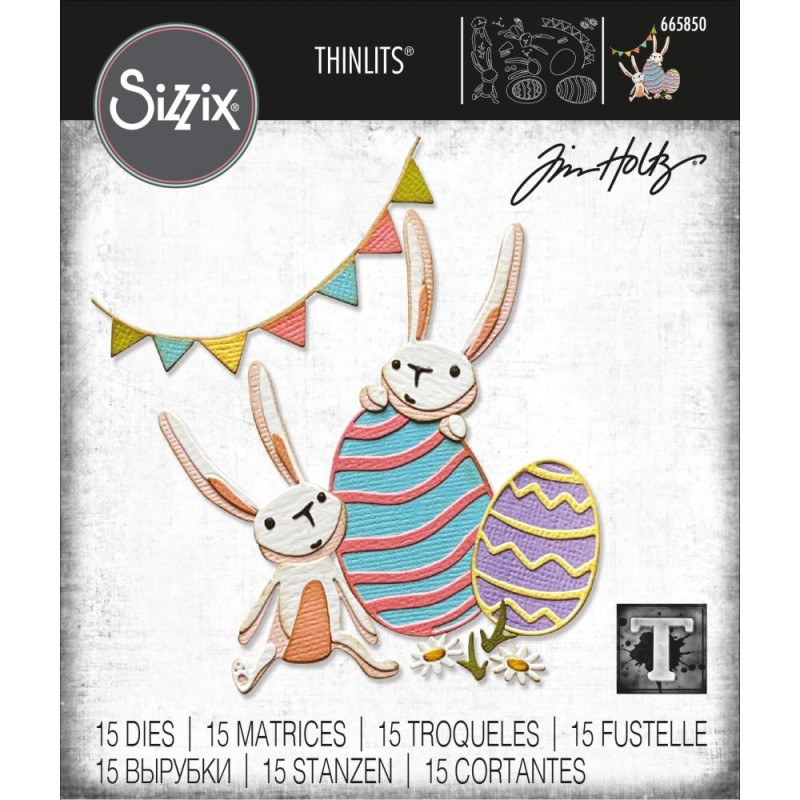 Set 15 troqueles Sizzix THINLITS Bunny Games by Tim Holtz