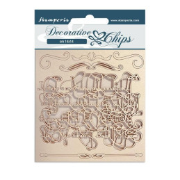 Stamperia Decorative chips - Romantic Garden House calligraphy