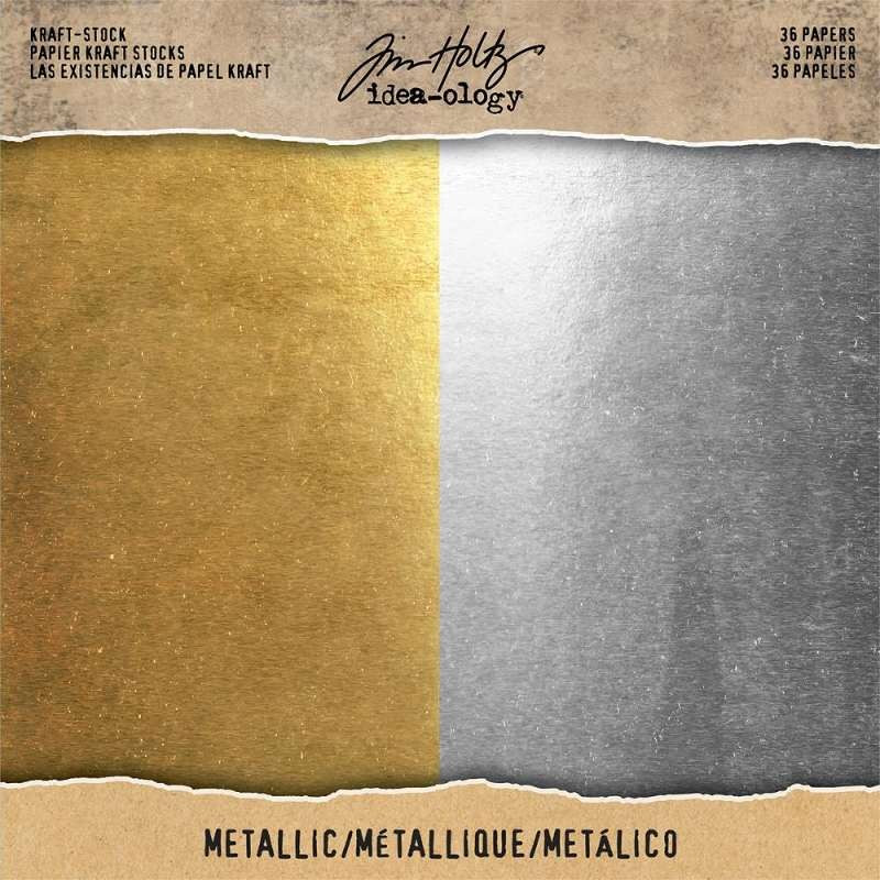 Kit de papeles metalizados by Tim Holtz Metallic Gold & Silver