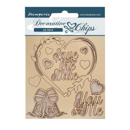 Stamperia Decorative chips - You And Me Save The Date