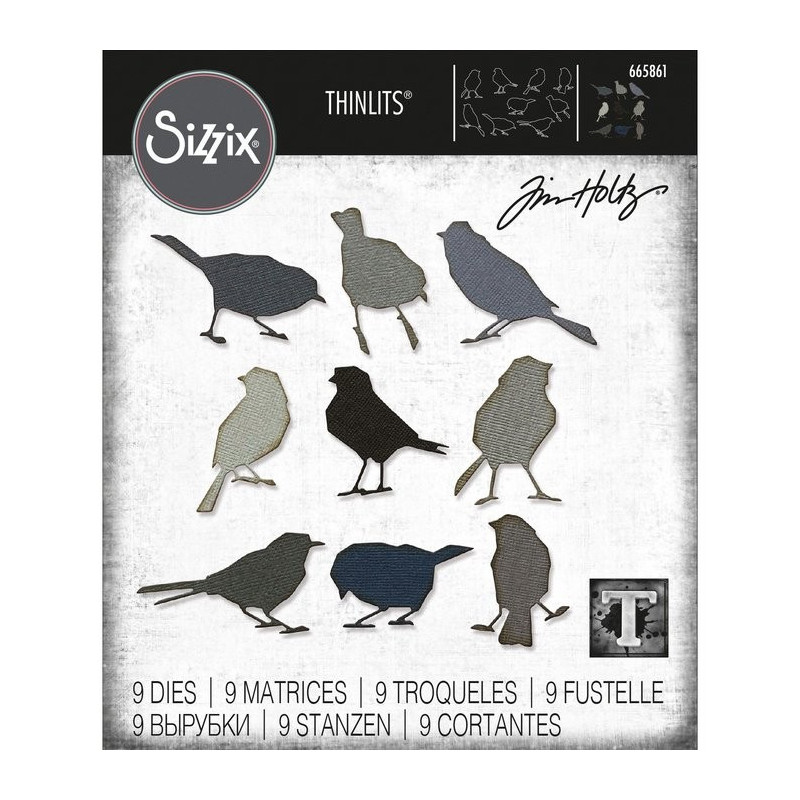 Set de 9 Troqueles Sizzix • Thinlits Silhouette Birds by Tim Holtz