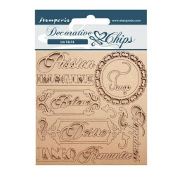 Stamperia Decorative chips - Desire Textos