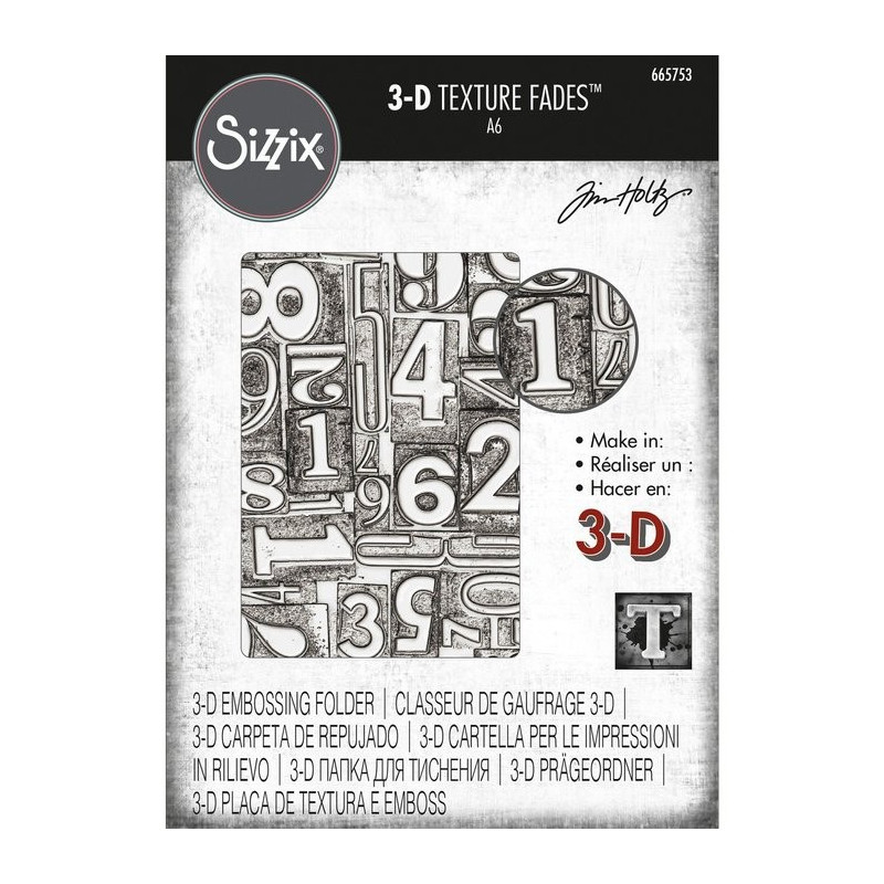 Carpeta de embossing 3D Sizzix by Tim Holtz - Numbered