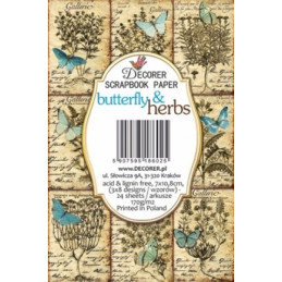 Mini Kit de papeles 10,8 x 7 cm. Butterfly &amp; Herbs - Decorer