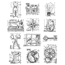 Kit de sellos de Tim Holtz - Mini Blueprints_3