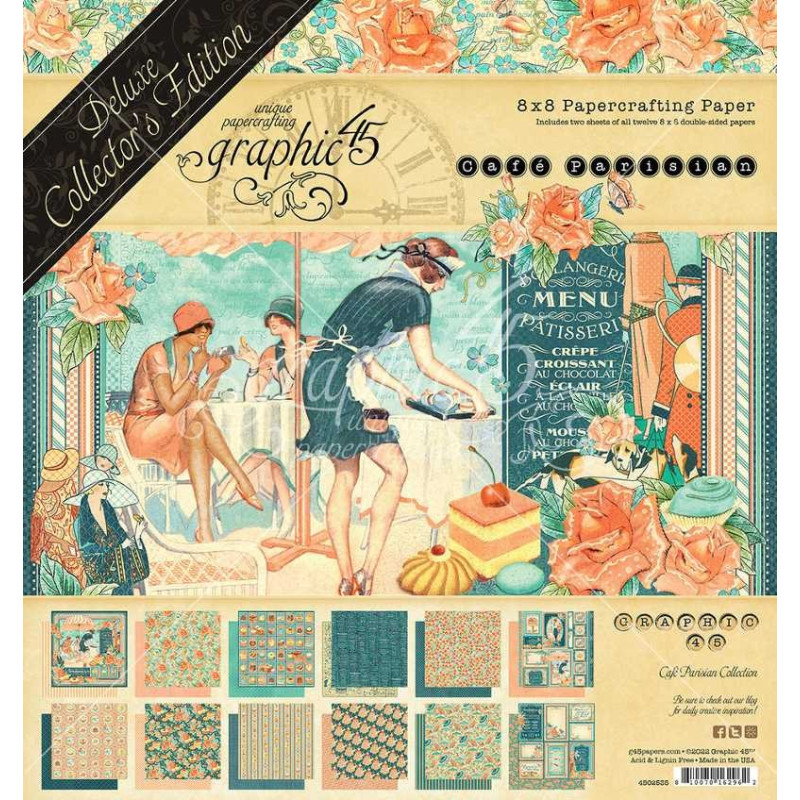 Kit de papeles  Deluxe Collector's Edition 20 x 20 Graphic45 - Cafe Parisian