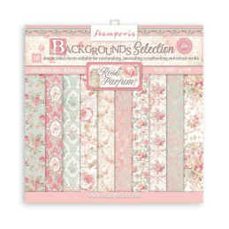 Kit de papeles de Scrapbooking 20 x 20 cm. Stamperia - Backgrounds Selection Rose Parfum