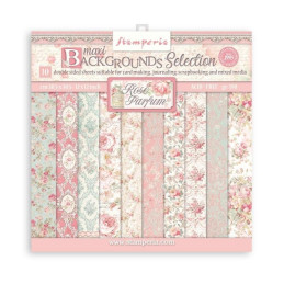 Kit de papeles Stamperia 30x30 Maxi Background selection - Rose Parfum