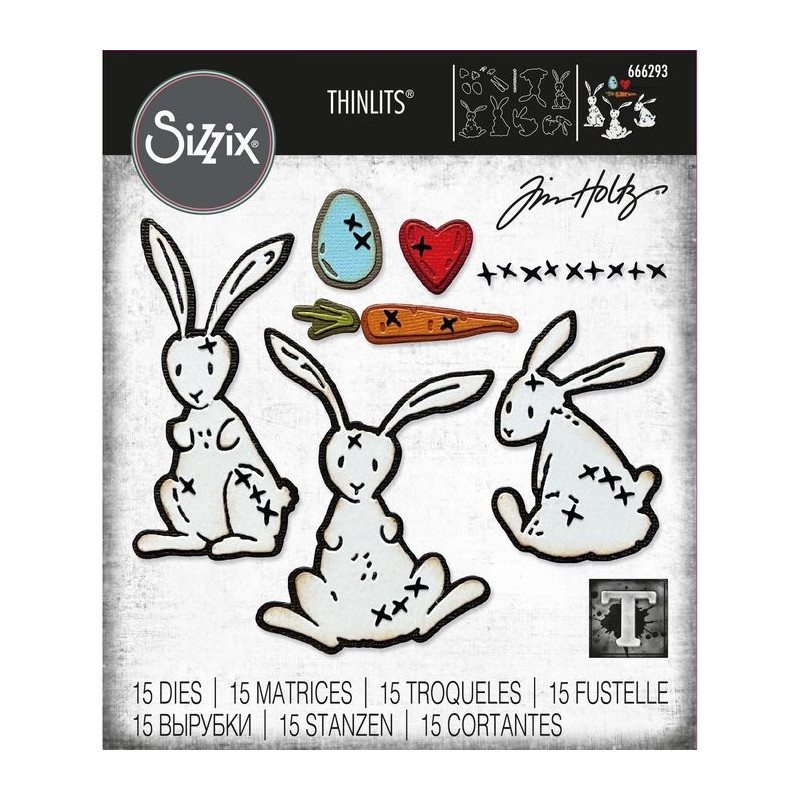 Set 15 troqueles Sizzix THINLITS Bunny Stitch by Tim Holtz