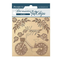 Stamperia Decorative chips - Create Happiness Welcome Home bicicleta