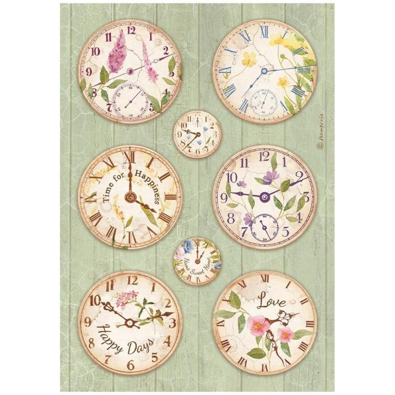 Papel de arroz A4 Create Happiness Welcome Home relojes - Stamperia