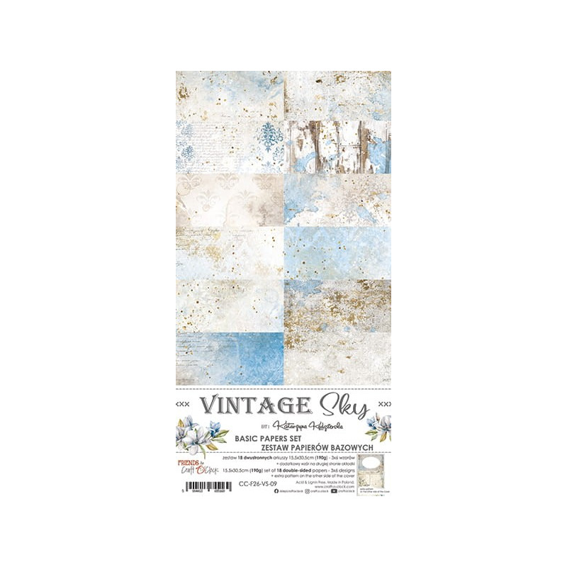 Craft O'Clock Kit de Basic Papers Vintage Sky 15.5 x 30.5 cm.