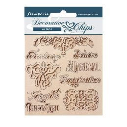 Stamperia Decorative chips - Magic Forest Writing And Plates