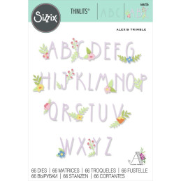 Set 66 troqueles Sizzix THINLITS Floral Alphabet by Alexis Trimble