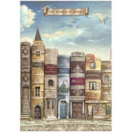 Papel de arroz A4 Vintage Library The World Of Book - Stamperia