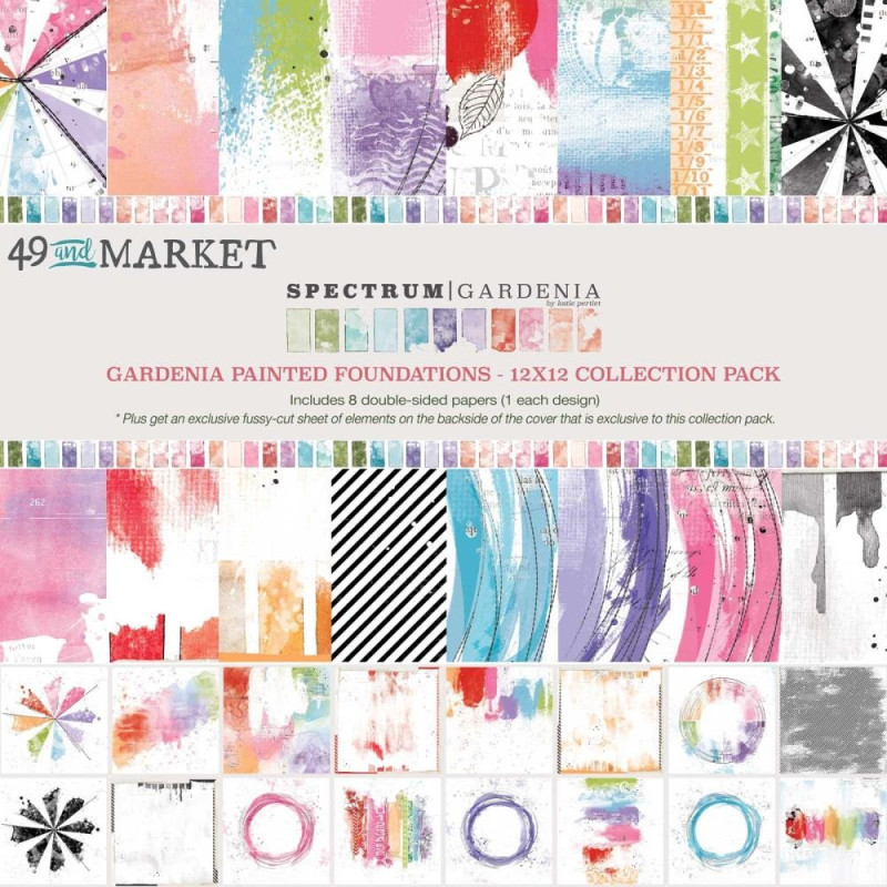 Kit de Papeles 49 and Market Spectrum Gardenia Painted Foundations