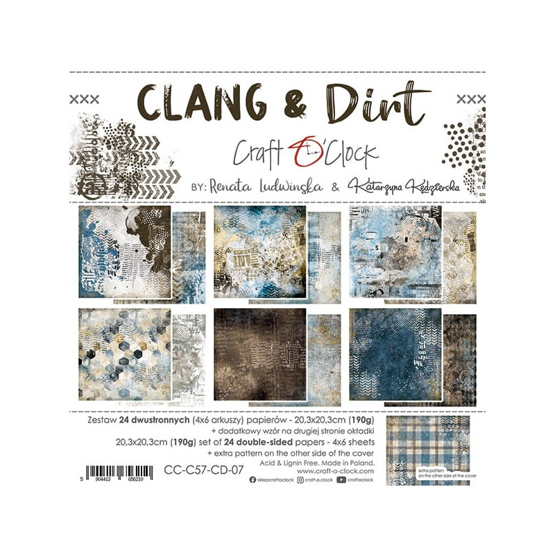 Craft O'Clock Kit de papeles Clang & Dirt 20 x 20 cm.