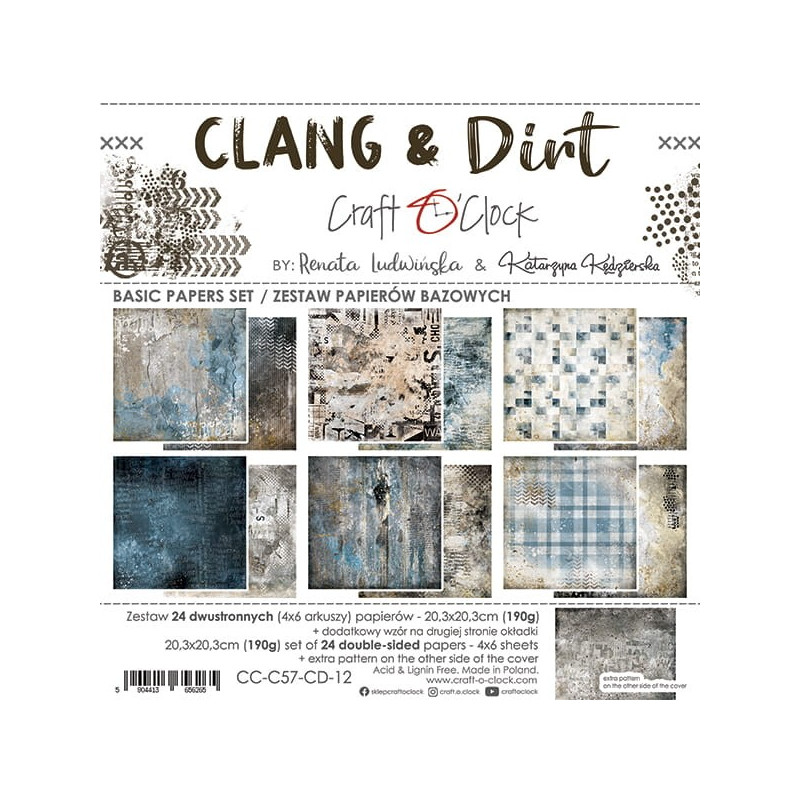 Craft O'Clock Kit de Basic Papers Clang & Dirt 20 x 20 cm.