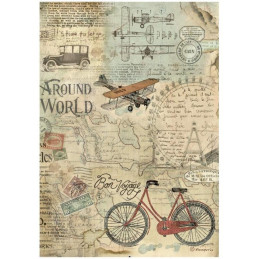 Papel de arroz A4 Around the world bicycle - Stamperia