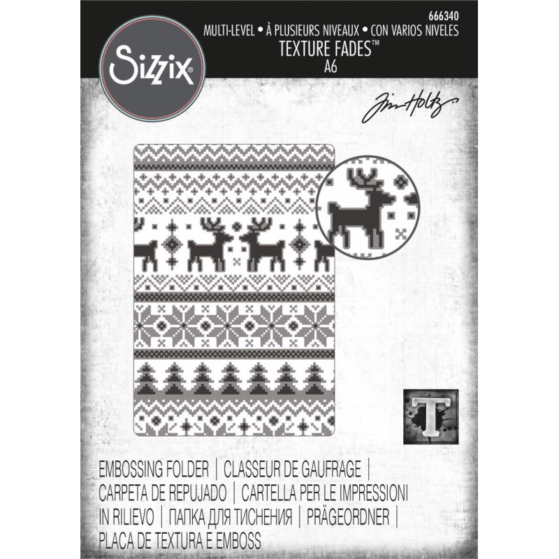 Carpeta de embossing 3D Sizzix - Holiday Knit by Tim Holtz