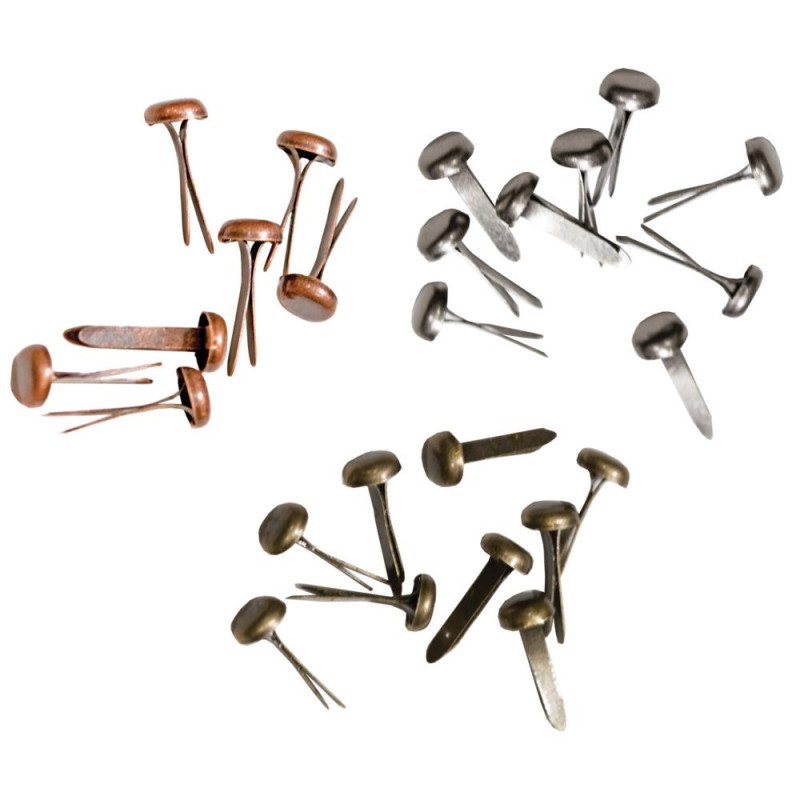 Idea-Ology Metal Long Fasteners. Antique Nickel, Brass & Copper
