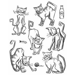 Tim Holtz: Red Rubber Stamp Set. Crazy Cats