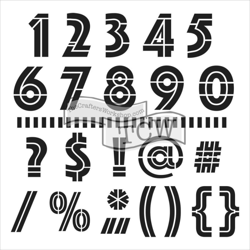 CRAFTERS WORKSHOP-Template. Art Deco Numbers & More 15 x 15