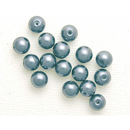 Perla de vidrio lacada azul gris 5mm.