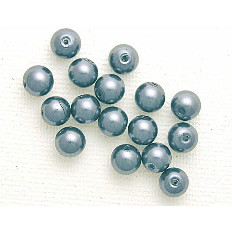 Perla de vidrio lacada azul gris 5mm.