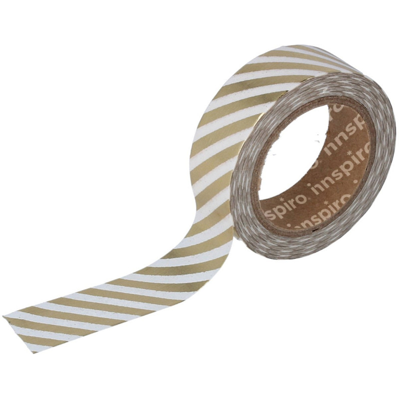 Cinta Washi Tape Foil lineas en dorado.