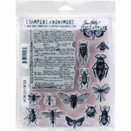 Tim Holtz: Red Rubber Stamp Set. Entomology.